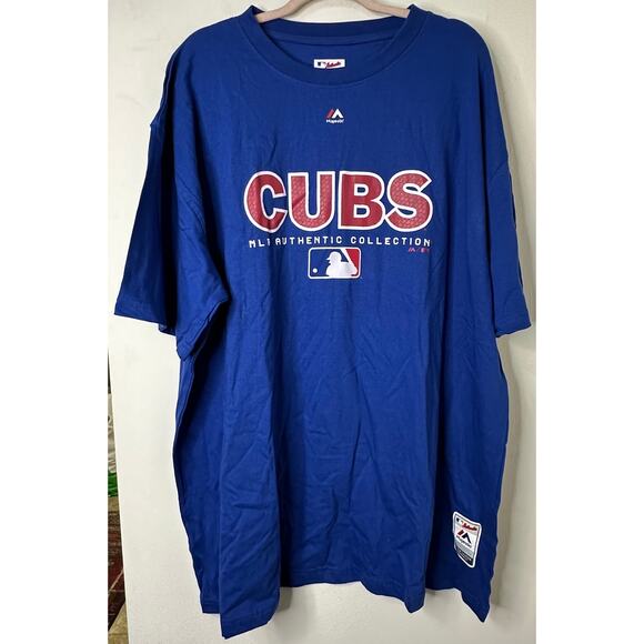 NWT 3XL Majestic Chicago Cubs MLB Authentic Collection T-Shirt Blue Tee Baseball - Picture 2 of 7